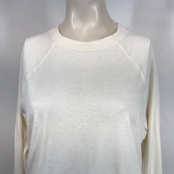 EVERLANE - WOMEN'S SMALL - OFF WHITE LONG SLEEVE CREW NECK ORGANIC COTTON TOP - Picture 2 of 8